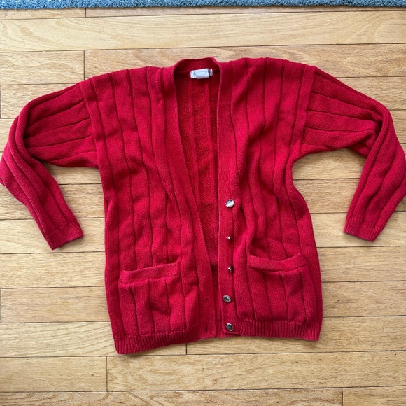 Oversized vintage knit cardigan - 80s - Picture 1 of 4